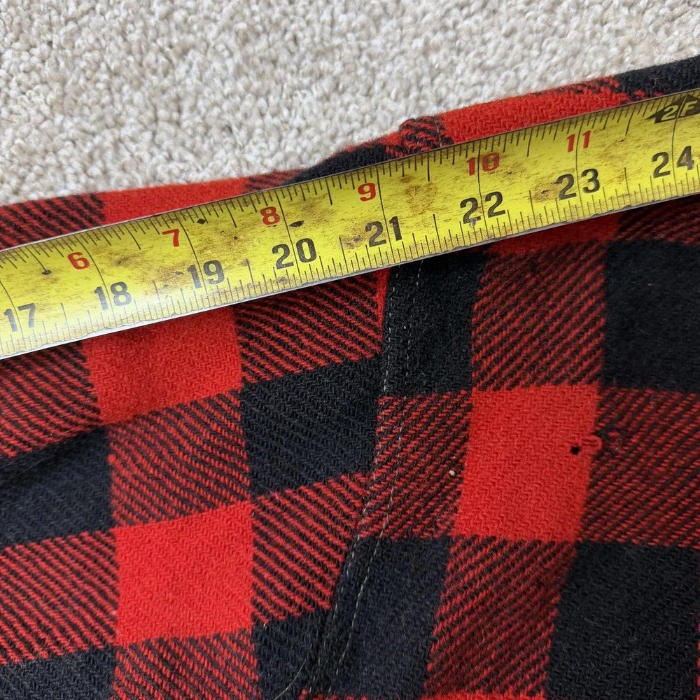 Vintage Buffalo Plaid Shirt Mens Large Red Wool Flannel Long Sleeve Button Up